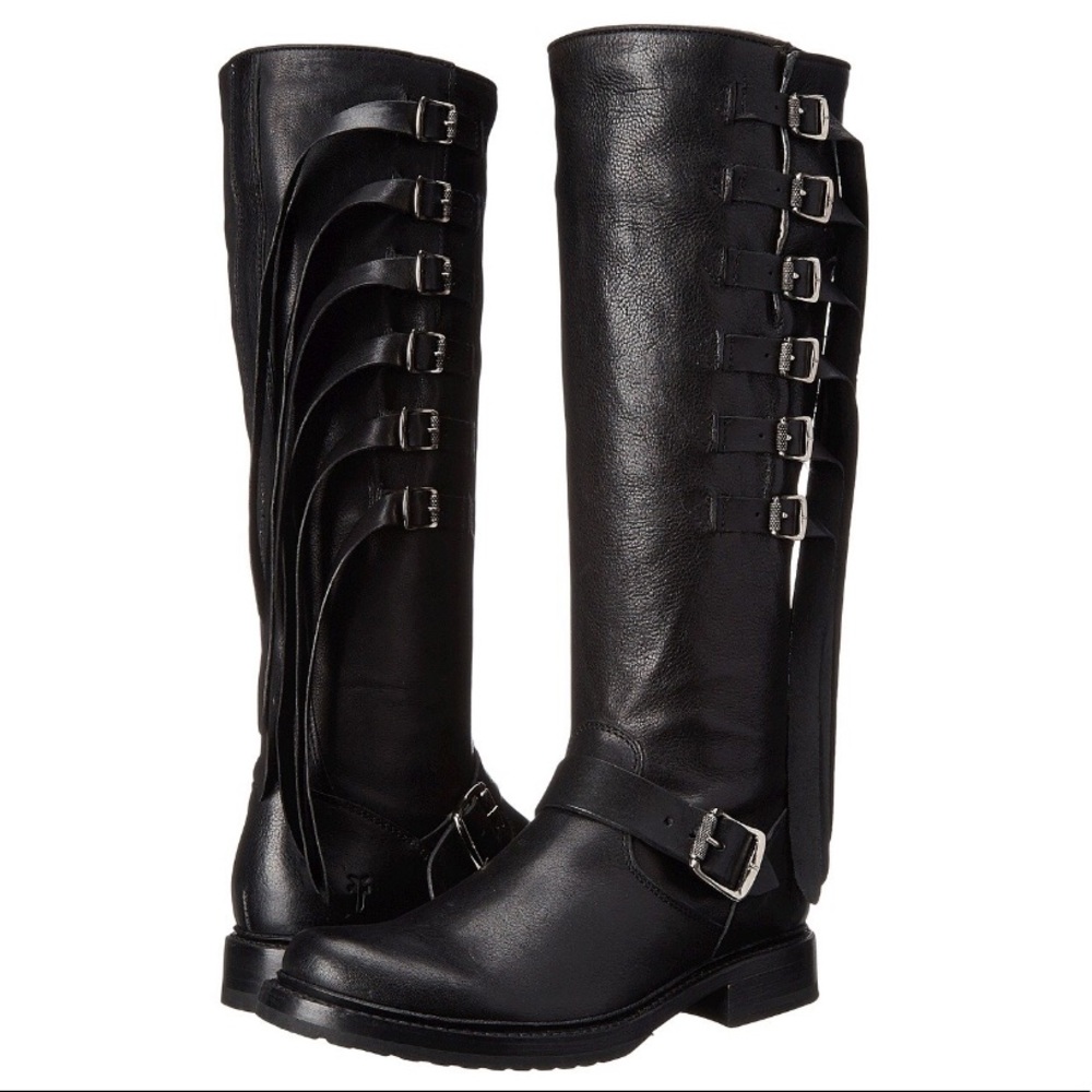 NEW Frye boots Black Veronica Strap Tall Size 6 - Picture 2 of 8